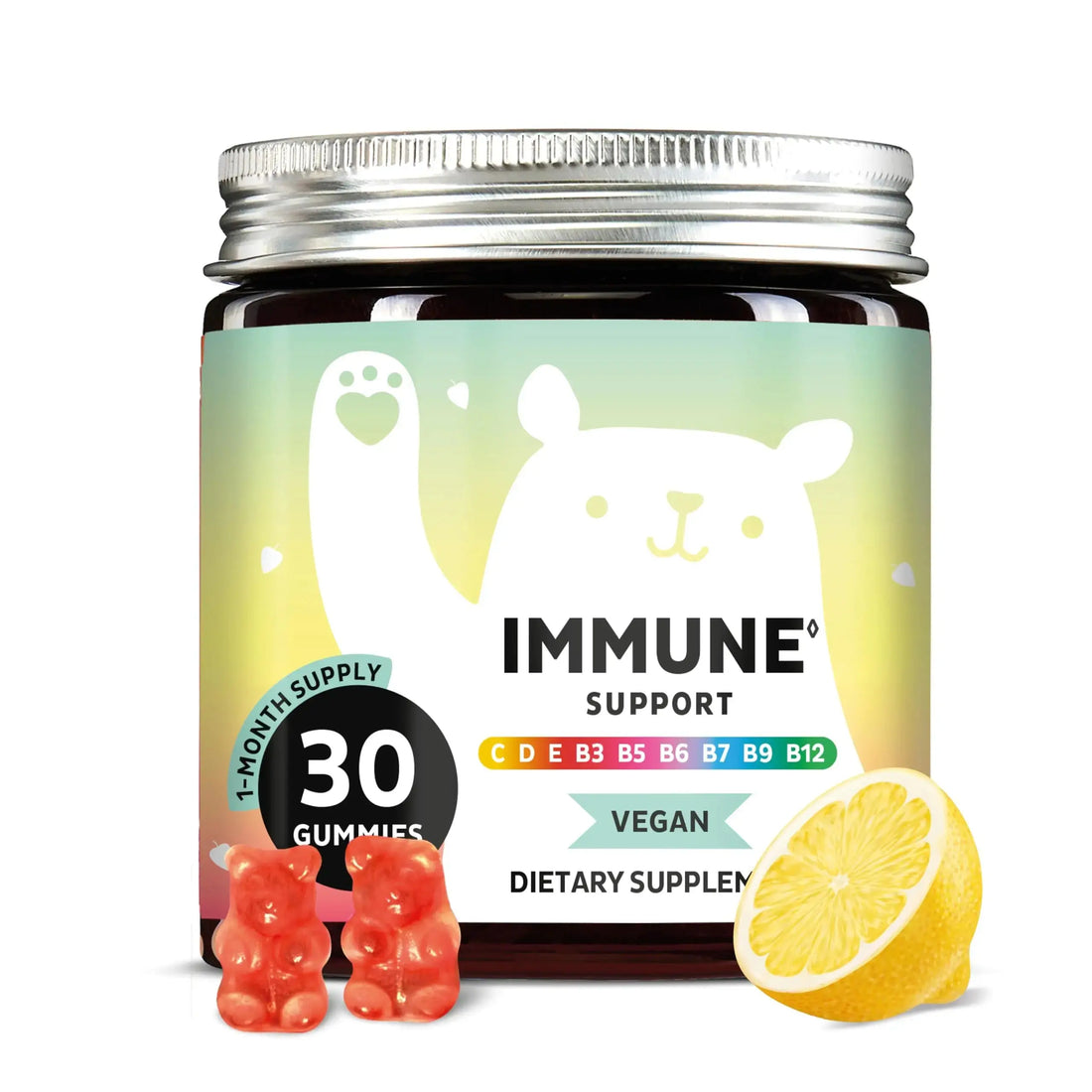 Bears with Benefits Immune Support Gummies – Vitamin C, D, B6 & B12 – Daily Immune Boost – Vegan, Naturally Flavored (30 Gummies) Bears with Benefits AU supplements