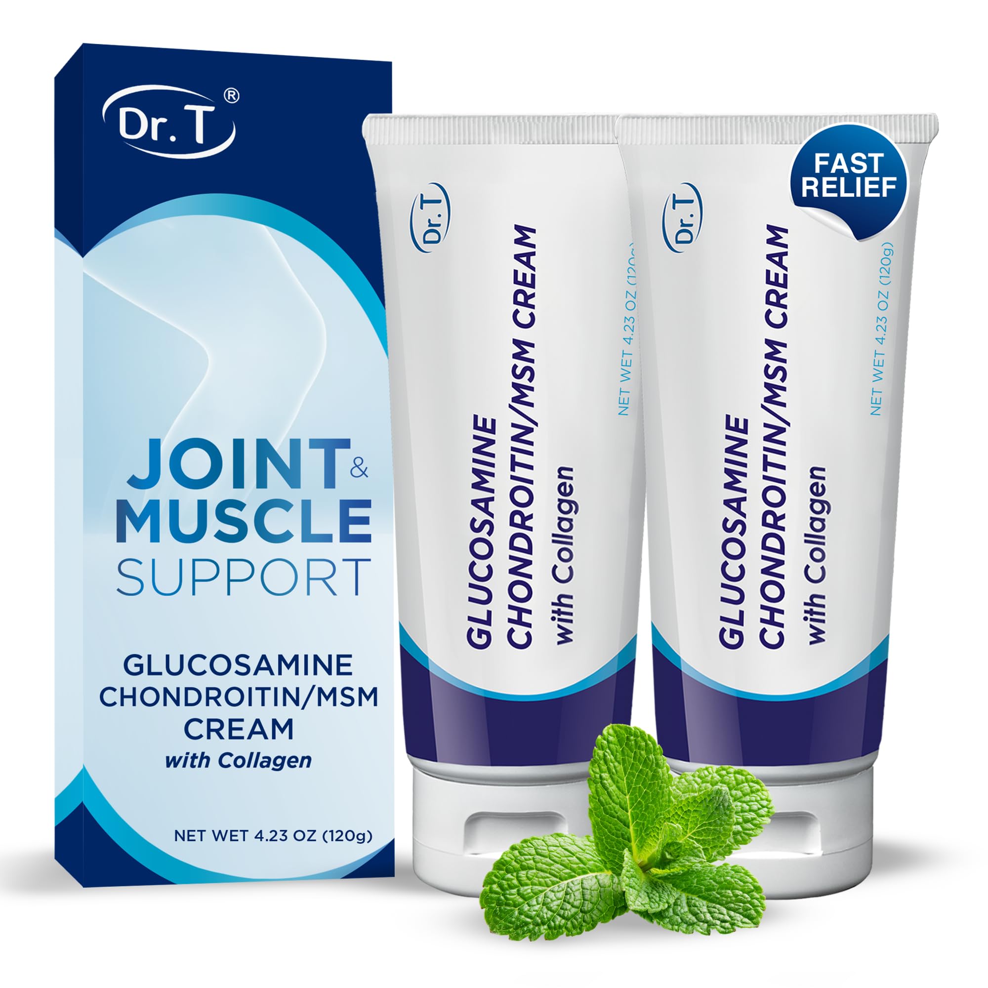Dr. T Glucosamine Chondroitin Cream - Premium Formula with MSM and Collagen for Joint and Muscle Discomfort - Maintains Joint Strength, Flexibility & Muscle Mobility - 4.23 oz / 120g (2 Pack) Dr. T Au supplements