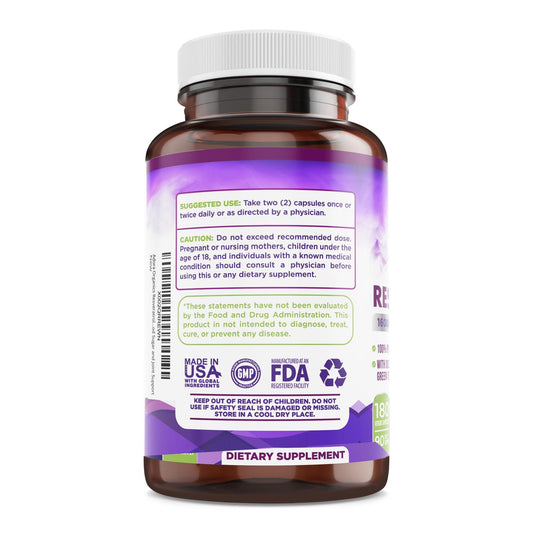 Resveratrol 1600mg - 180 Capsules | Trans-Resveratrol Antioxidant Supplement with Natural Green Tea, Grape Seed Polyphenols & Quercetin, Supports Digestive BiodoraUS supplements