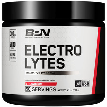 BARE PERFORMANCE NUTRITION BPN Electrolytes Hydration Drink Mix | Sugar Free Electrolyte Powder | 500mg Sodium per Serving | Naturally Sweetened | Strawberry, 50 Servings BARE PERFORMANCE NUTRITION Au supplements