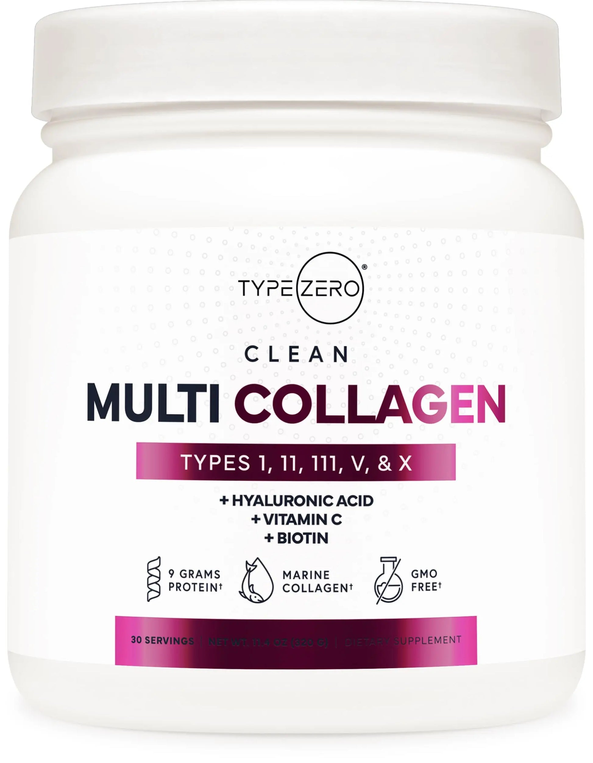 Type Zero Multi Collagen Powder 30 Servings (Unflavored) - Types I, II, III, V, & X Collagen Peptides + Hyaluronic Acid, VIT C, Biotin Type Zero Au supplements