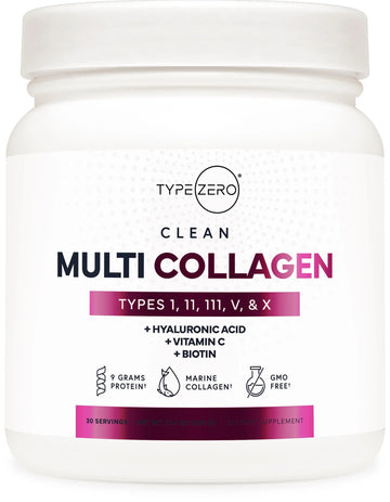 Type Zero Multi Collagen Powder 30 Servings (Unflavored) - Types I, II, III, V, & X Collagen Peptides + Hyaluronic Acid, VIT C, Biotin Type Zero Au supplements