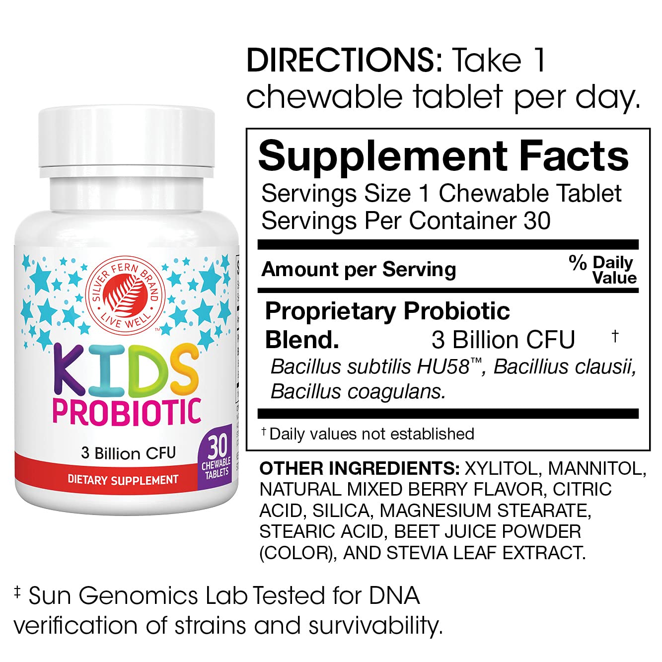 Silver Fern Brand Family Probiotics - Ultimate Adult Probiotic (1 Bottle = 60 Capsules) Plus Ultimate Children's Probiotic for Kids (1 Bottle = 30 Chewables) - Gut Health & Microbiome Support Silver Fern Au supplements
