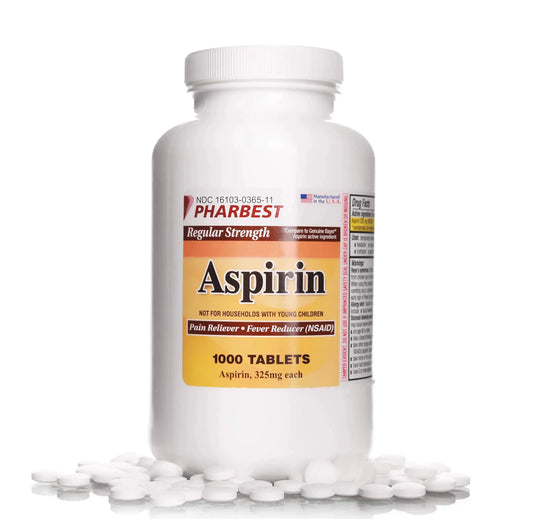 PHARBEST Aspirin 325 mg | Regular Strength | 1000 Count Uncoated Tablets PHARBESTAU supplements