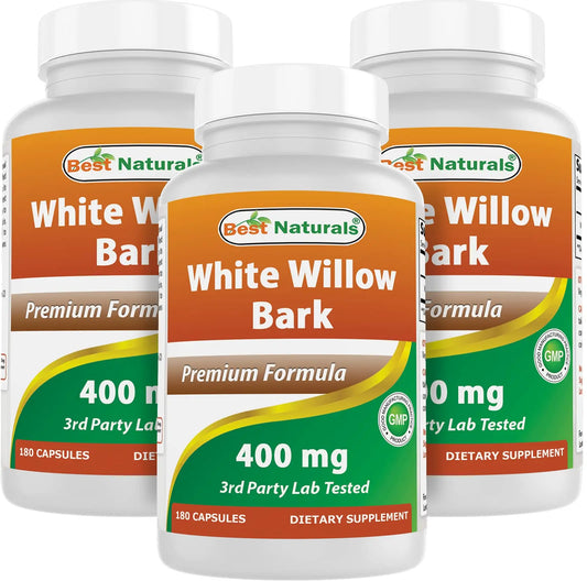Best Naturals White Willow Bark 400 mg 180 Capsules (180 Count (Pack of 3)) Best NaturalsAU supplements