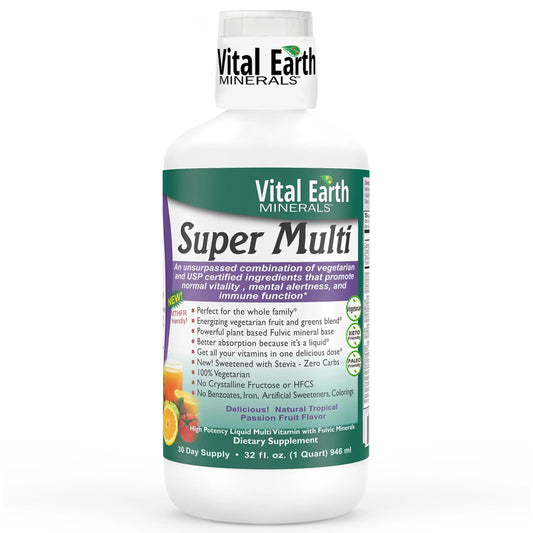Vital Earth Minerals Super Multi – Liquid Multivitamins for Women, Men & Kids, Liquid Vitamins with Fulvic Acid for Better Absorption, MTHFR Support, 32 Oz + 1 Oz Cup Vital Earth MineralsAU supplements