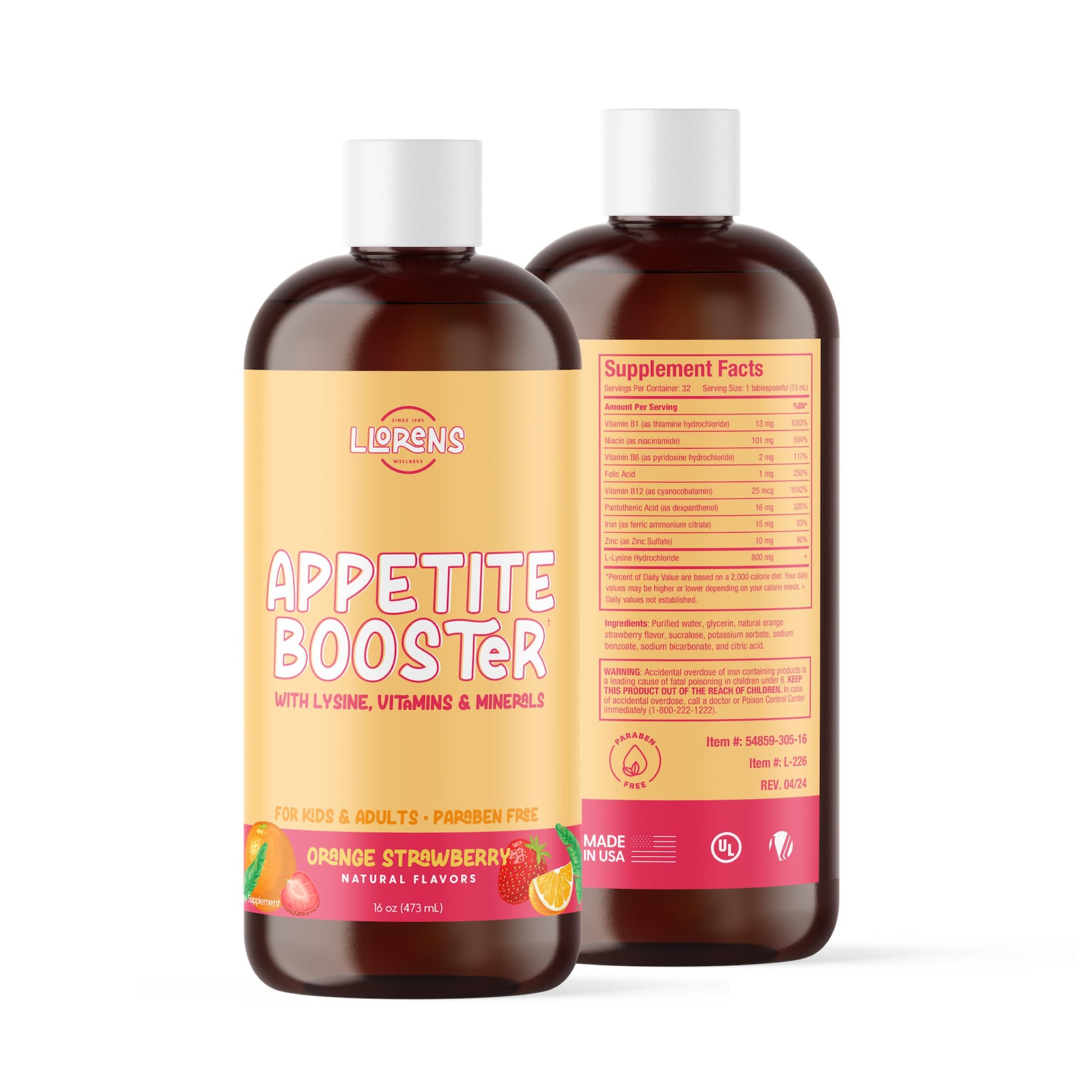 Appetite Booster Weight Gainer for Kids, 16 Fl Oz, Natural Orange Strawberry By Llorens Wellness LLORENS PHARMACEUTICAL Au supplements