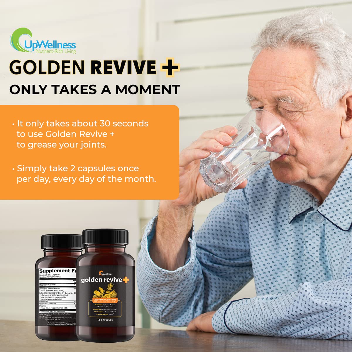 UpWellness Golden Revive + Joint Support with Quercetin, Magnesium, and Turmeric UpWellness Nutrient-Rich Living Au supplements