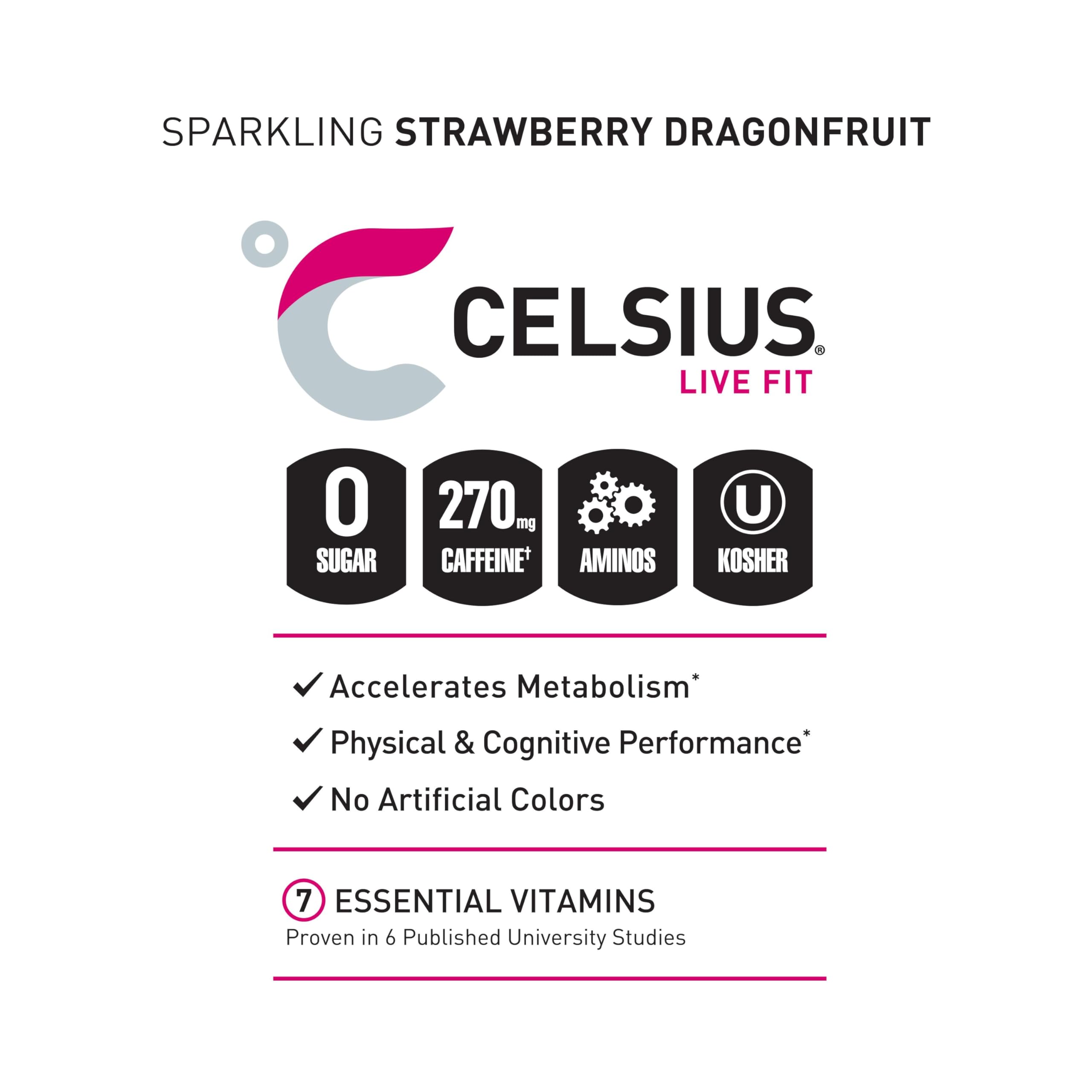 CELSIUS ESSENTIALS, Sparkling Dragonberry, Performance Energy Drink 16 Fl Oz CELSIUS Au supplements
