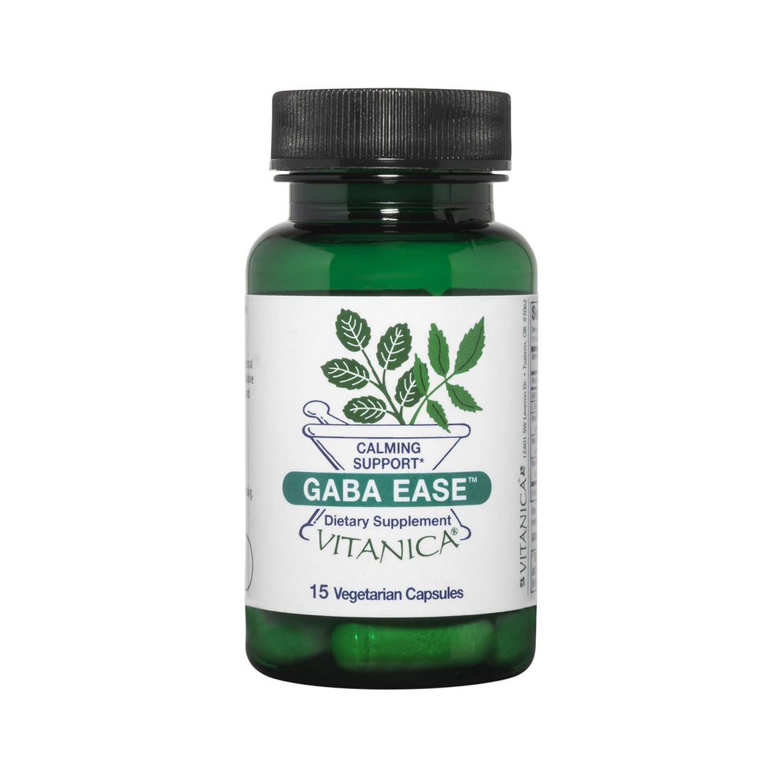 Vitanica GABA Ease - Relaxation Support Supplement with L-Theanine, GABA, & Vitamin B6 - Nervous System Support with Skullcap- Calm Support with Hops & Passion Flower - Vegan, Travel Size -15 Capsules Vitanica Au supplements