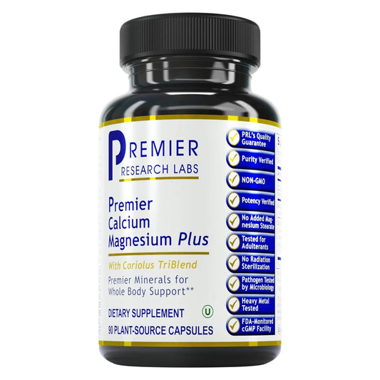 Premier Research Labs Calcium Magnesium Plus - Calcium Magnesium Supplement, Calcium Supplement for Bone Health, with Mushroom Complex - Reishi & Lions Mane - 90 Vegetarian Capsules Premier Research LabsAU supplements