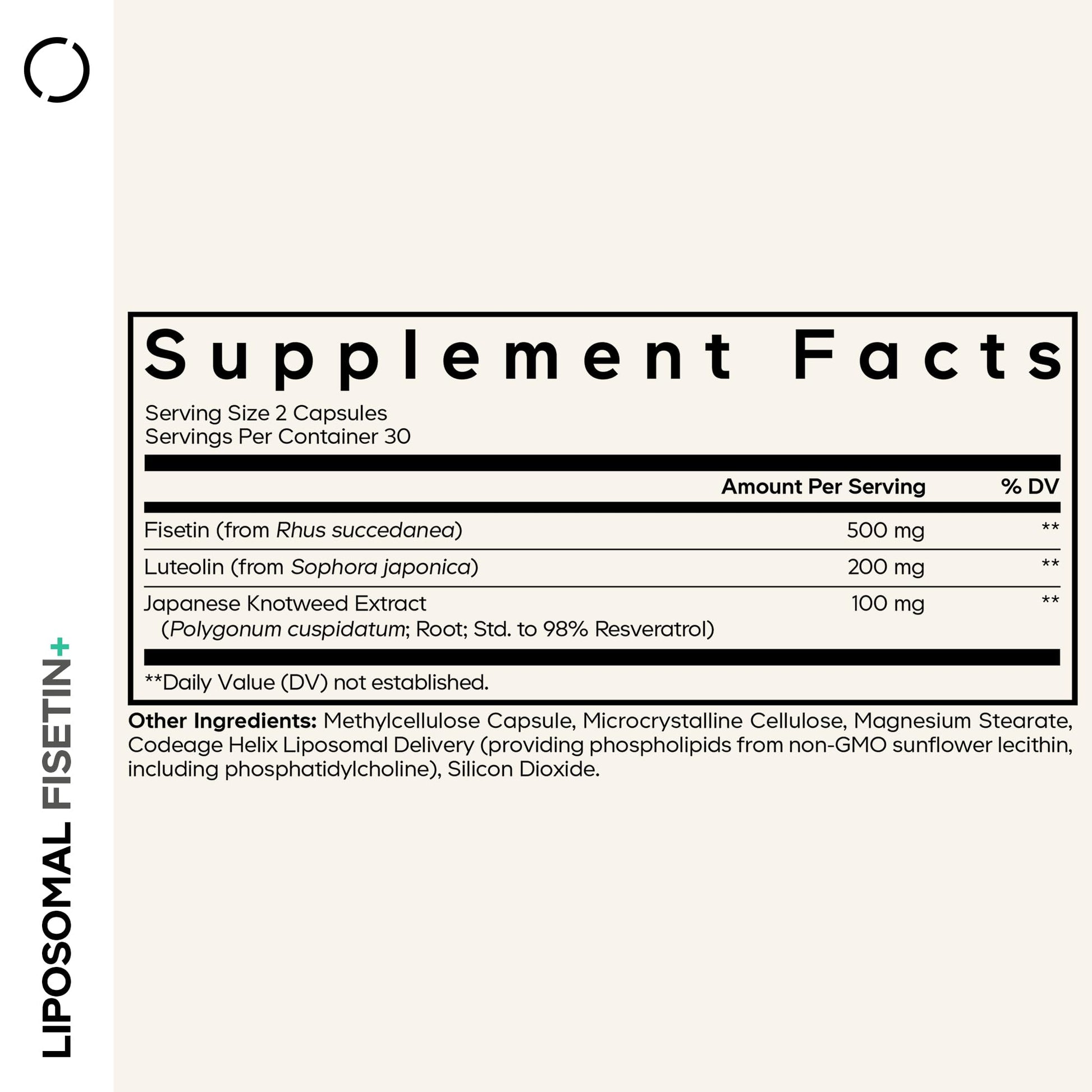 Codeage Liposomal Fisetin Supplement - Fisetin 500 mg - Resveratrol from Japanese Knotweed Extract Polyphenol, Luteolin Sophora Japonica Flavonoid, Liposomal Delivery - Vegan, Non-GMO - 60 Capsules Codeage Au supplements