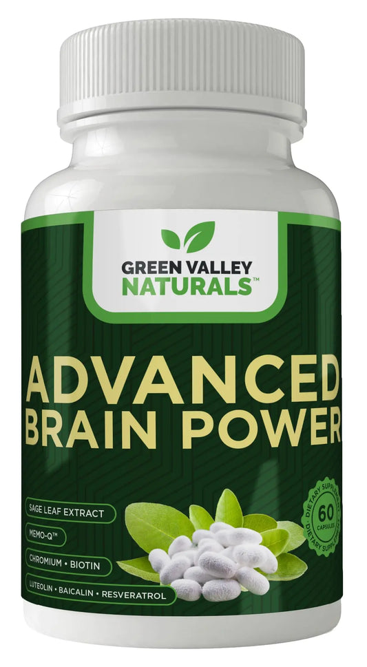 GREEN VALLEY NATURALS - Advanced Brain Power - Supports Healthy, Normal Brain Function, Focus and Concentration, clinically formulated to Support Healthy Brain Clarity. (1 Bottle, 60, Count) GREEN VALLEY NATURALSAu supplements