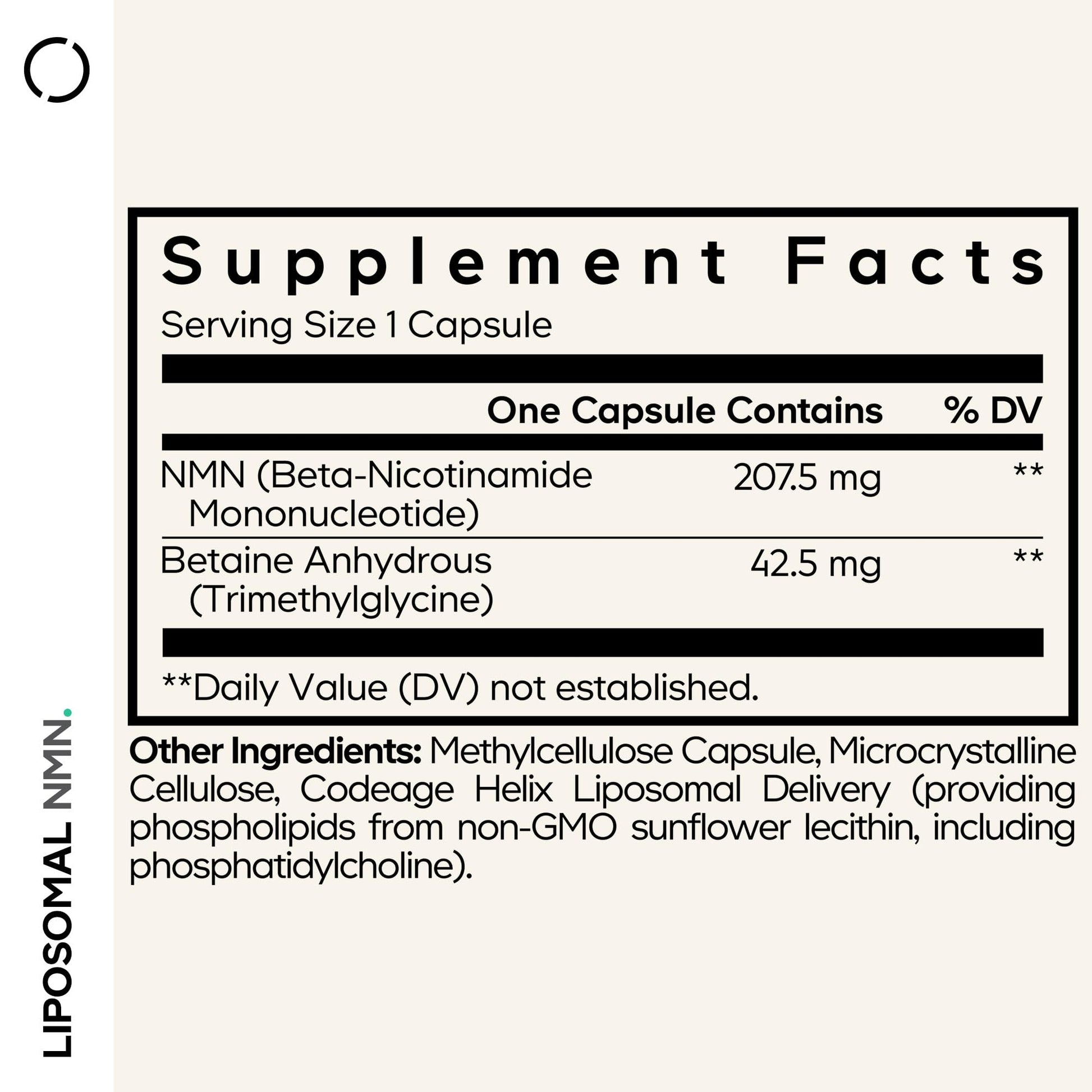 Codeage Liposomal NMN & TMG Supplement - Nicotinamide Mononucleotide NAD+ Precursor, Betaine Anhydrous Trimethylglycine TMG - Non-GMO - 30 Capsules Codeage Au supplements