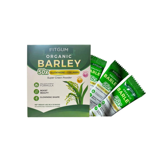 FIT Gum Organic Barley 50X Glutathione & Collagen Super Green Powder - 3g x 15 Sachets UKWellnessHubAU supplements