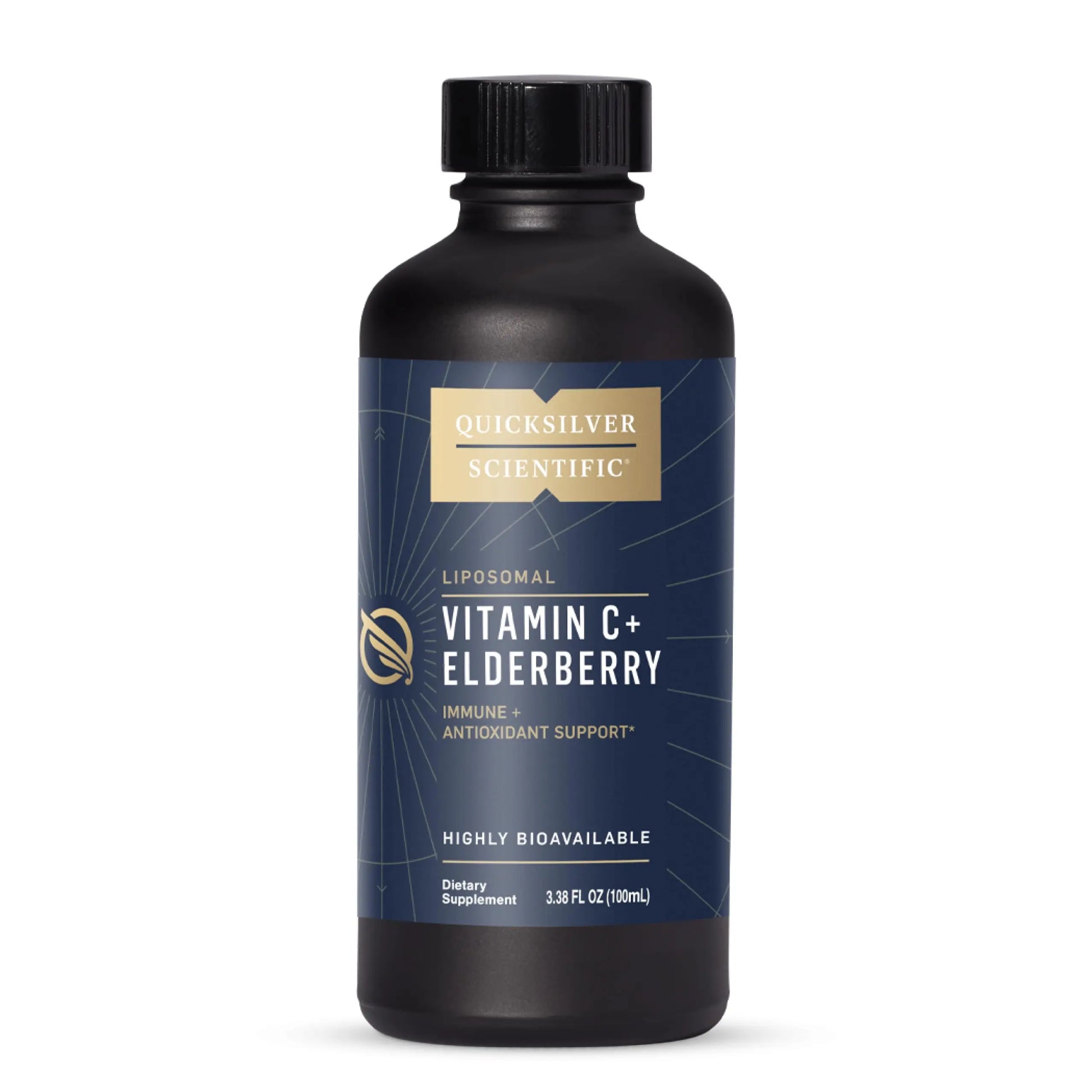 Quicksilver Scientific Liposomal Vitamin C + Elderberry - 1000mg with Superior Absorption Technology & Tocotrienols - Antioxidant & Immune Support Tonic (100ml), 1 Item Quicksilver Scientific Au supplements