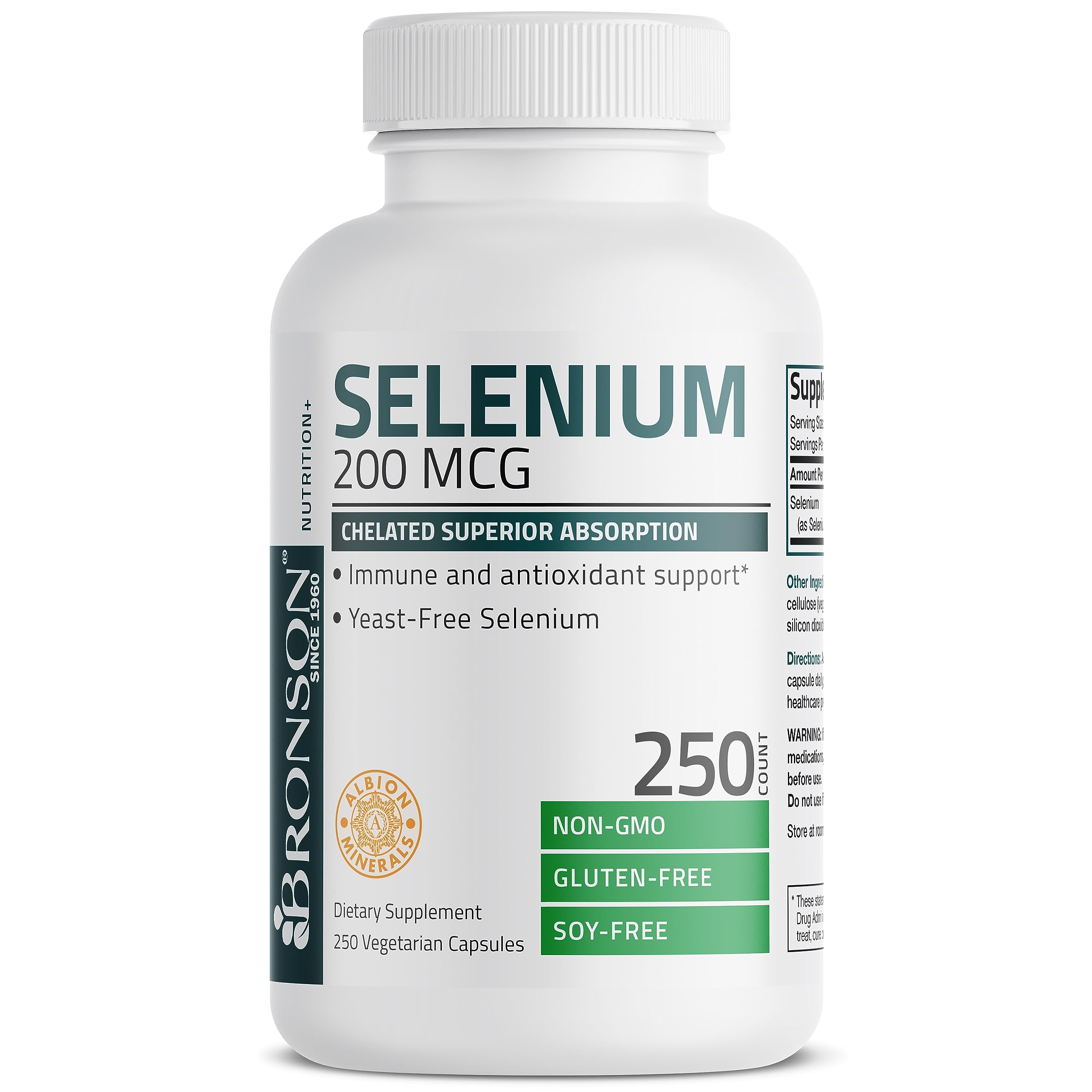 Bronson Selenium 200 mcg – Yeast Free Chelated Amino Acid Complex - Essential Trace Bronson Au supplements