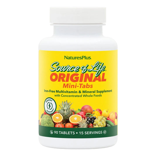 NaturesPlus Source of Life Mini-Tabs No Iron - 90 Vegetarian Mini Tablets - Easy to Swallow Natural Whole Food Multivitamin & Mineral Supplement for Health & Energy - 15 Servings NaturesPlusAU supplements