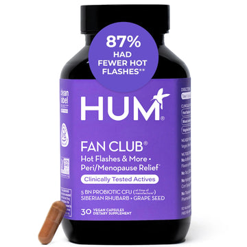 HUM Fan Club Menopause Probiotic Supplement, Estrogen Free Menopause Supplements for Women, Non Hormonal, Supports Energy & Hot Flashes, Grape Seed Extract & Siberian Rhubarb, 30 Vegan Capsules HUM Au supplements