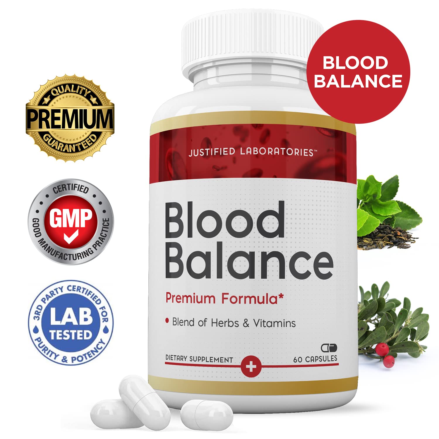 (2 Pack) Blood Balance Advanced Formula 688MG Supplement Pills 120 Capsules Justified LaboratoriesAu supplements