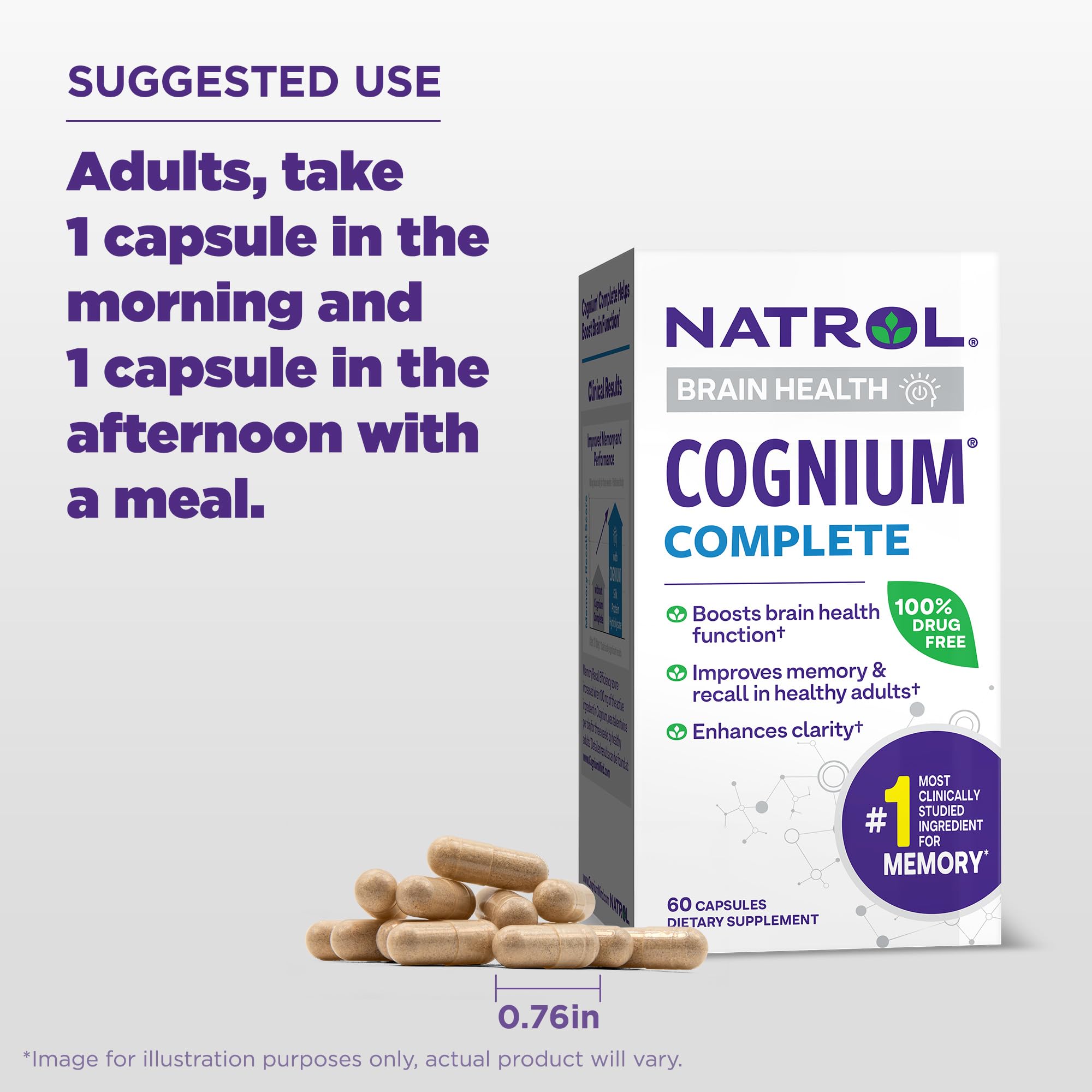 Natrol Cognium Complete, Dietary Supplement for Brain Health, Brain Health Supplements for Adults, 60 Capsules, 30 Day Supply Natrol Au supplements
