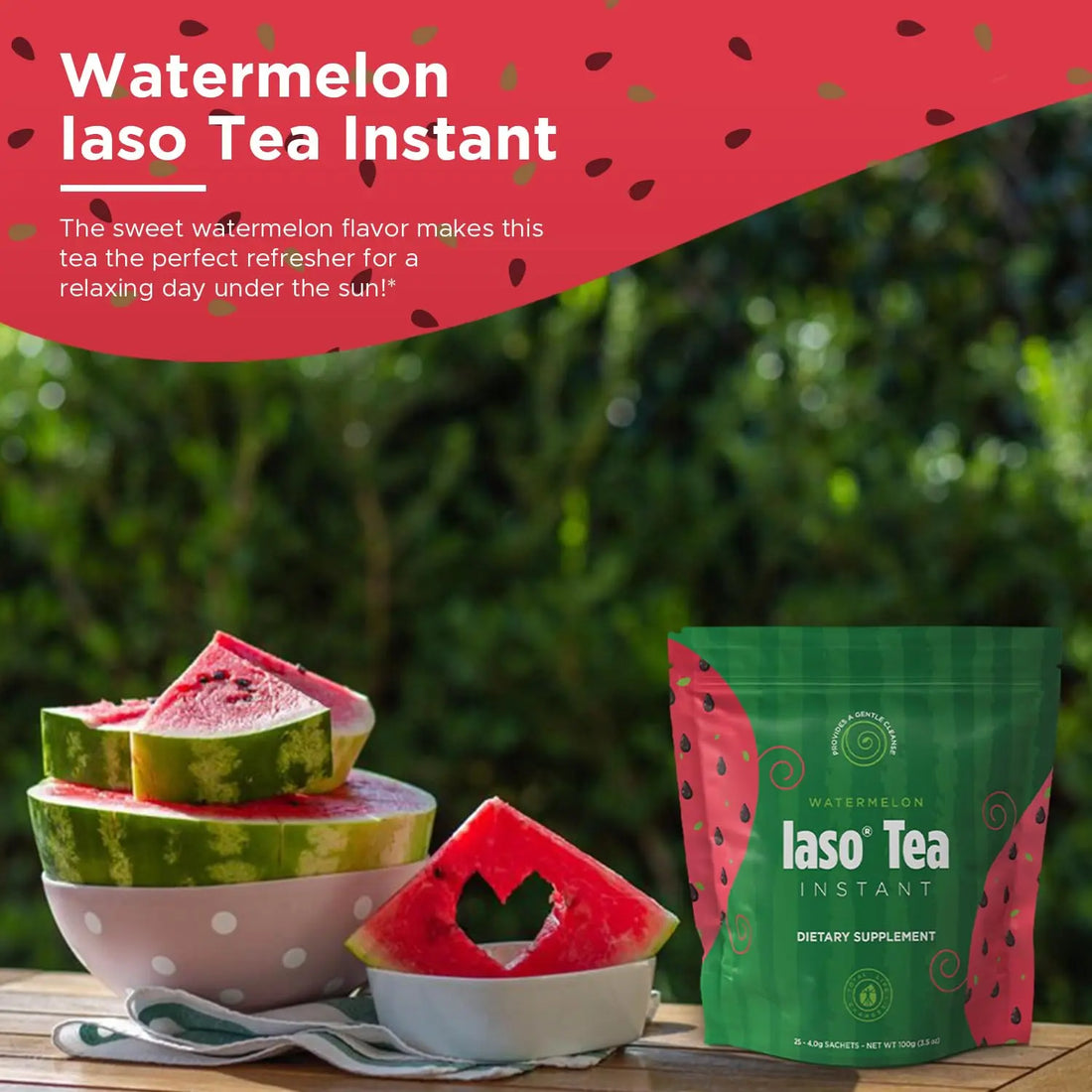 Iaso Instant Tea Watermelon Flavor - 4 grams (25 Sachets) Total Life Changes uk supplements