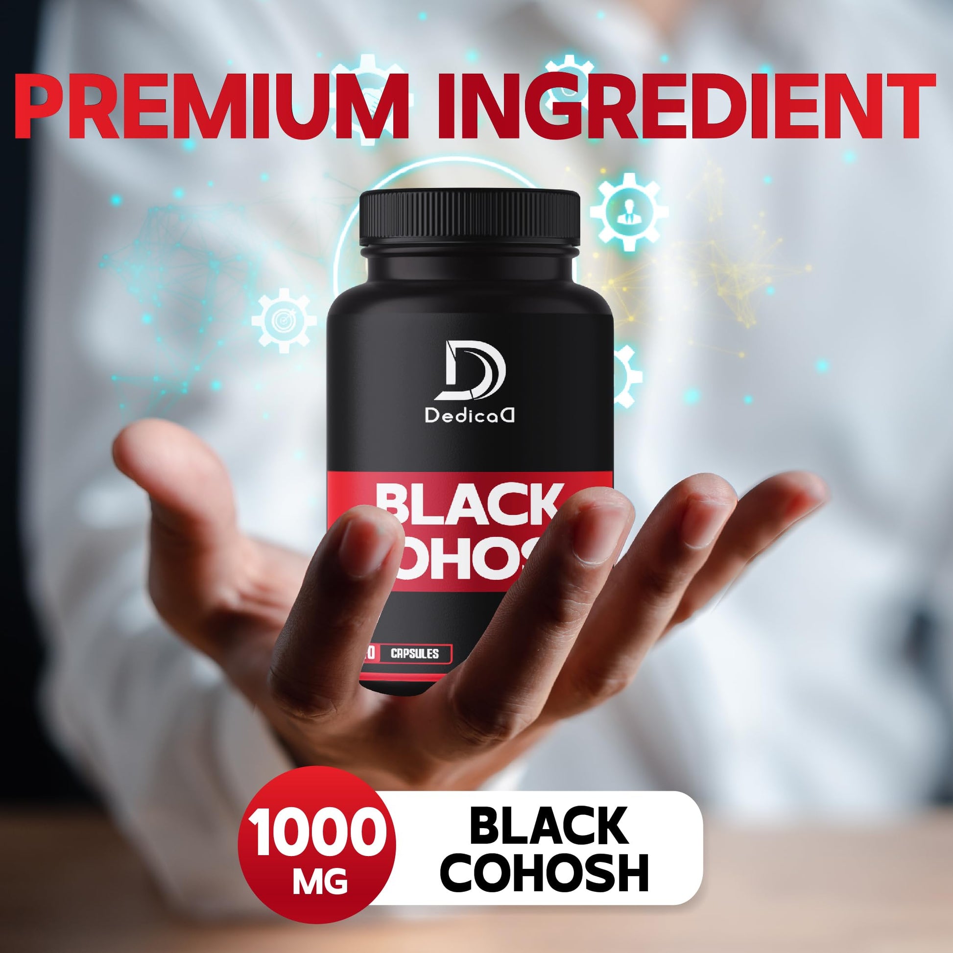 DEDICAD 1000mg Black Cohosh for Menopause Hot Flashes - 240 Capsules for 4-Month Supply - Support for Body Management, Women's Health & Immune System DEDICAD Au supplements
