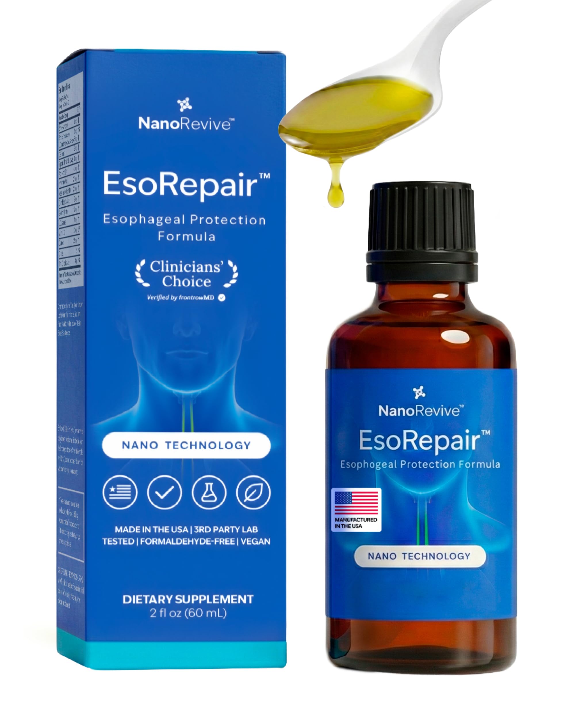 EsoRepair Nano Esophageal & Stomach Health Supplements for Men & Women - Digestive Comfort - Slippery Elm Bark, Zinc L-Carnosine & Aloe Vera Extract - Non-GMO & Dairy Free NANOREVIVE Au supplements