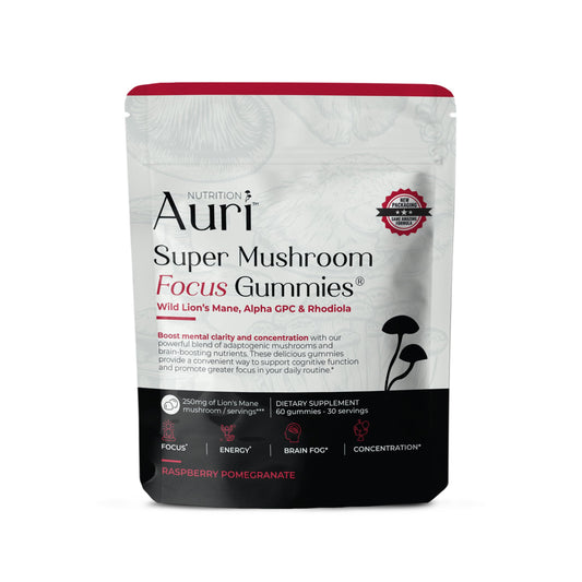 Auri Nutrition Super Mushroom Focus Gummies w/Lion's Mane, Alpha GPC & Rhodiola – Mushroom Supplement to Support Cognitive Function, Mental Clarity, Focus & Energy AuriUS supplements
