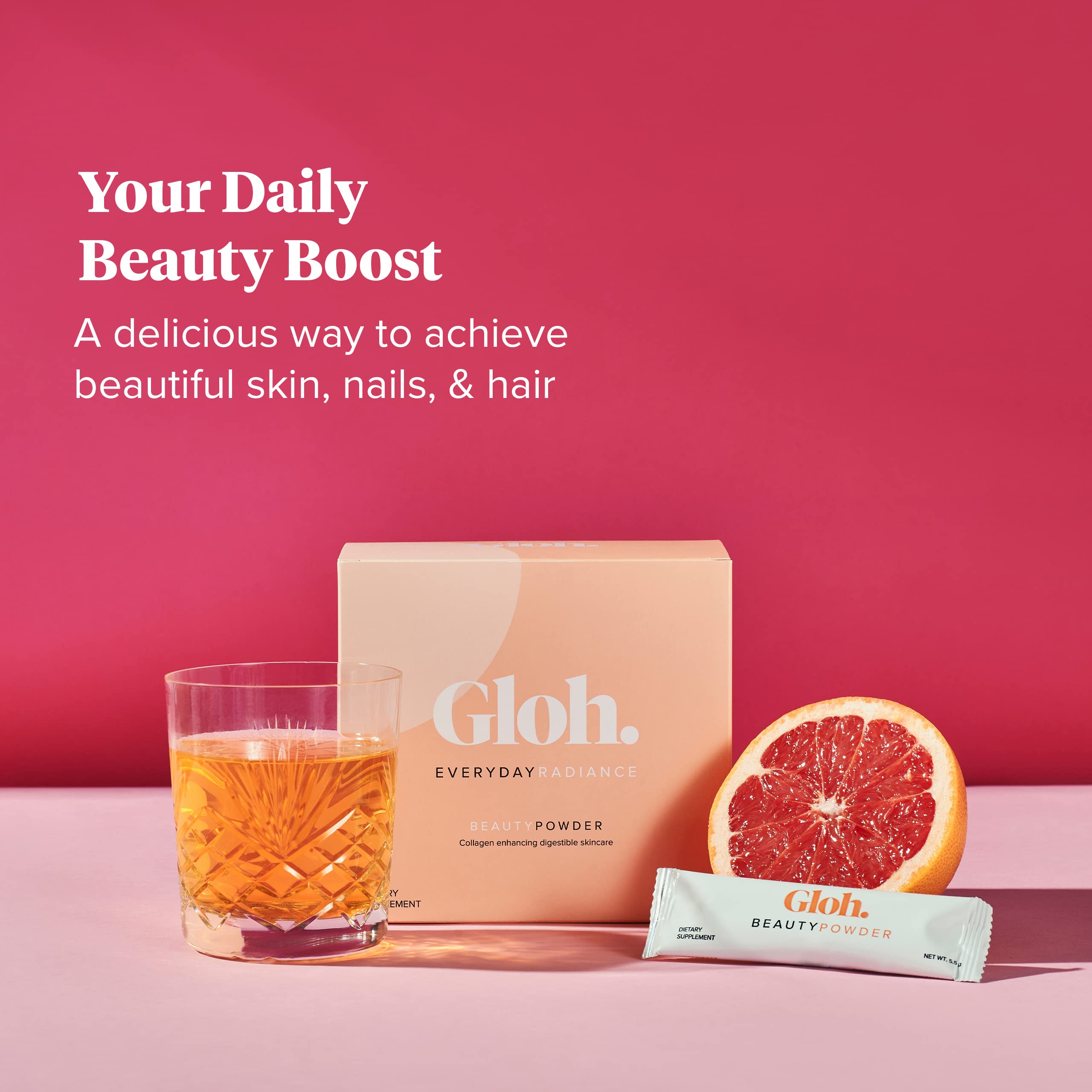 Gloh. Marine Collagen Powder for Women - Peach Flavor Collagen Supplements for Women with Hyaluronic Acid, Vitamin A, B2, B6 Gloh. Au supplements