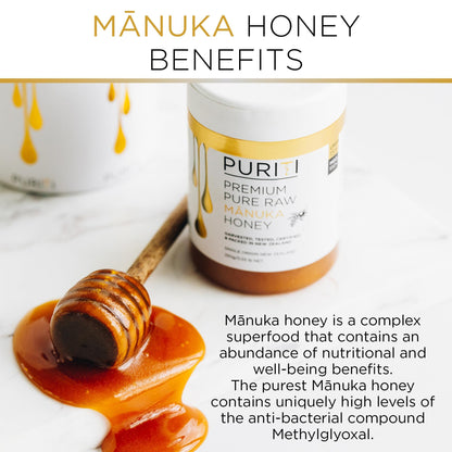 PURITI Premium Manuka Honey Lozenges High Potency - Sugar Free Drops | Genuine New Zealand Raw Manuka Honey Soothers for Coughs & Sore Throats | UMF Certified MGO 400+ UMF12+ (16 Pack) PURITI buy supplements Au