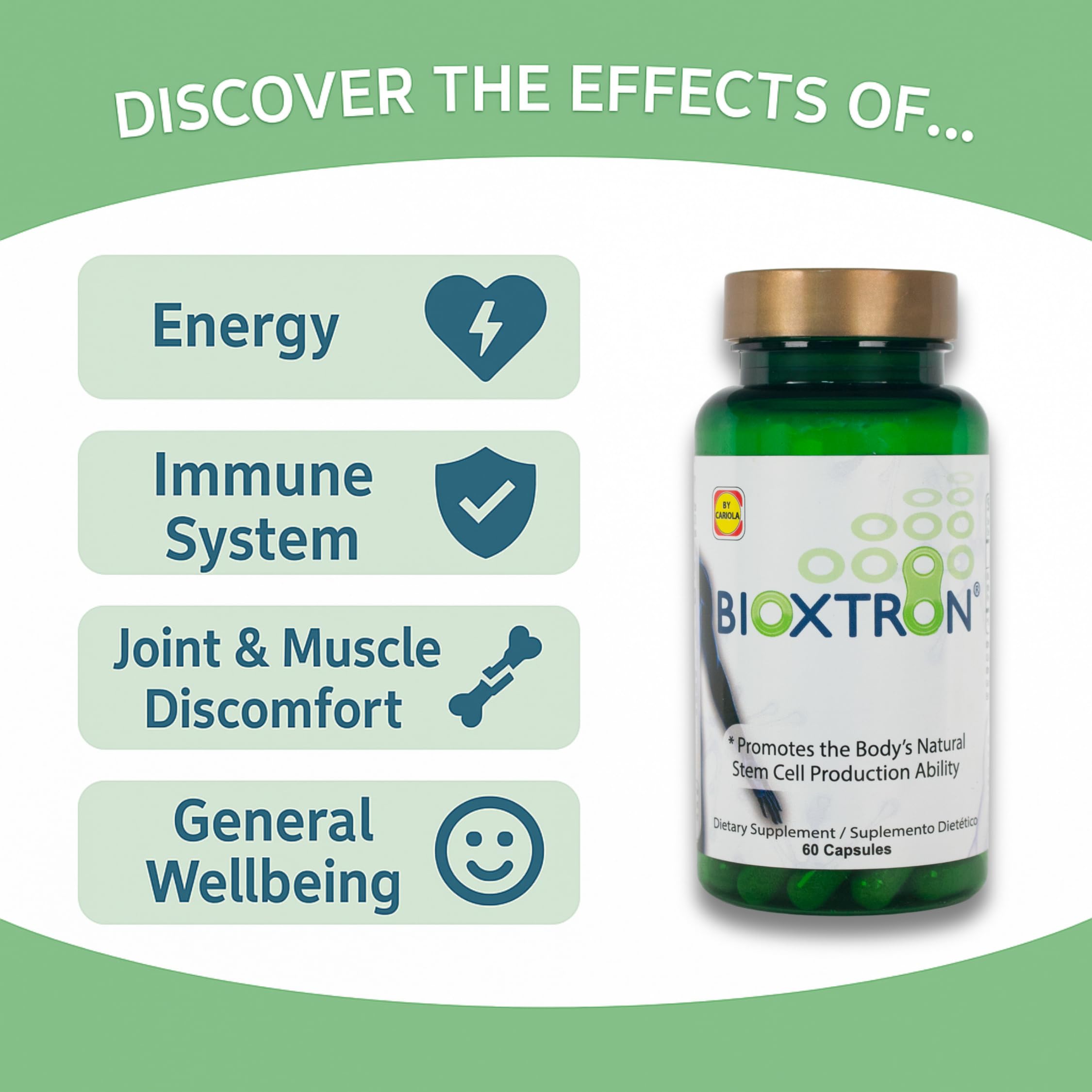 Bioxtron Natural AFA Stem Cell Supplement - Joint Support & Muscle Pain - Immune System Support - Support Energy Levels - Natural Blue Green Algae Spirulina - Pack of 2-120 Caps Bioxtron Au supplements