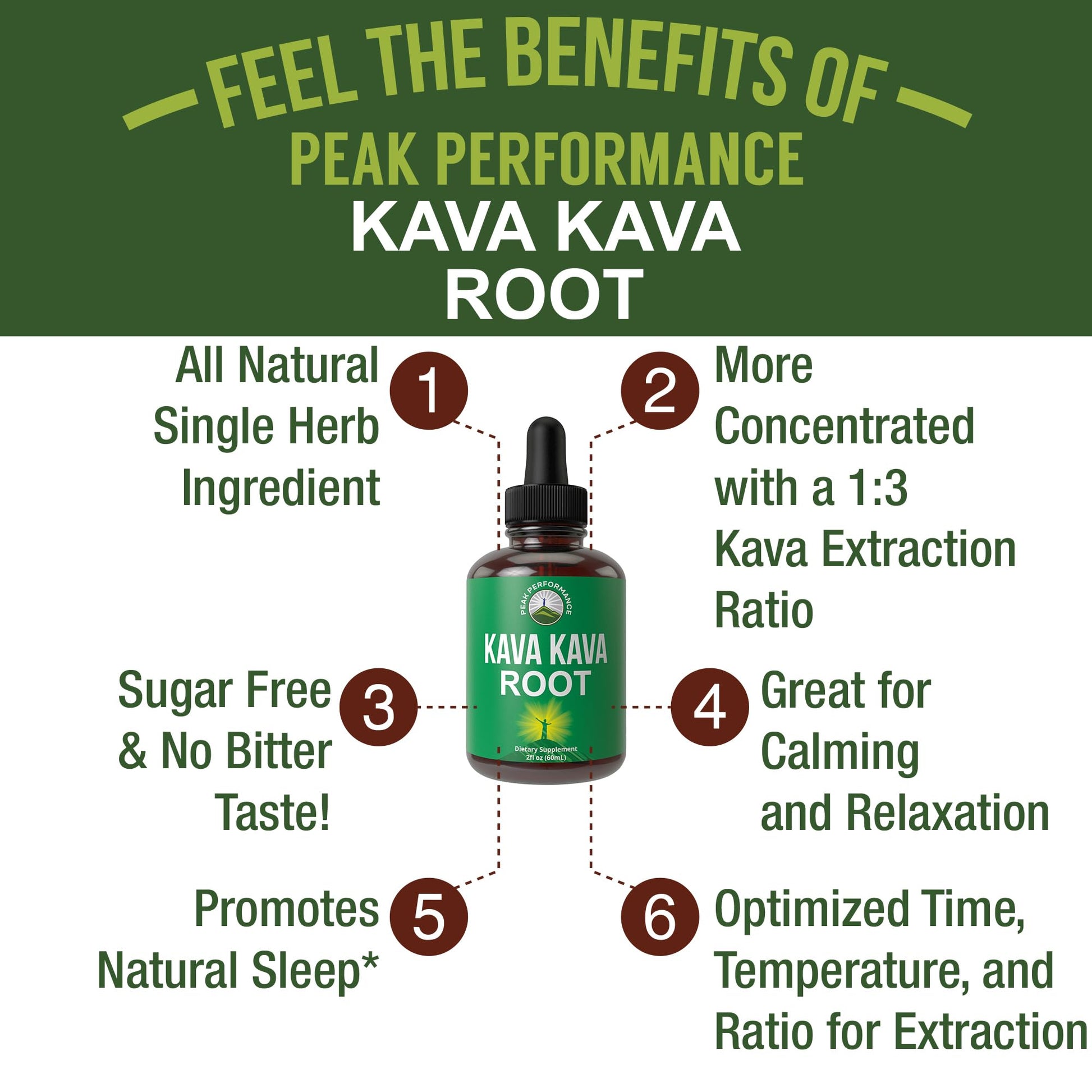 Peak Performance Kava Kava Root Extract Calming Liquid Drops More Concentrated - 1:3 Extraction Ratio. Vegan Supplement Aid for Relaxation, Natural Sleep. Sugar Free Gluten Free USA Tested Tincture Peak PerformanceAu supplements