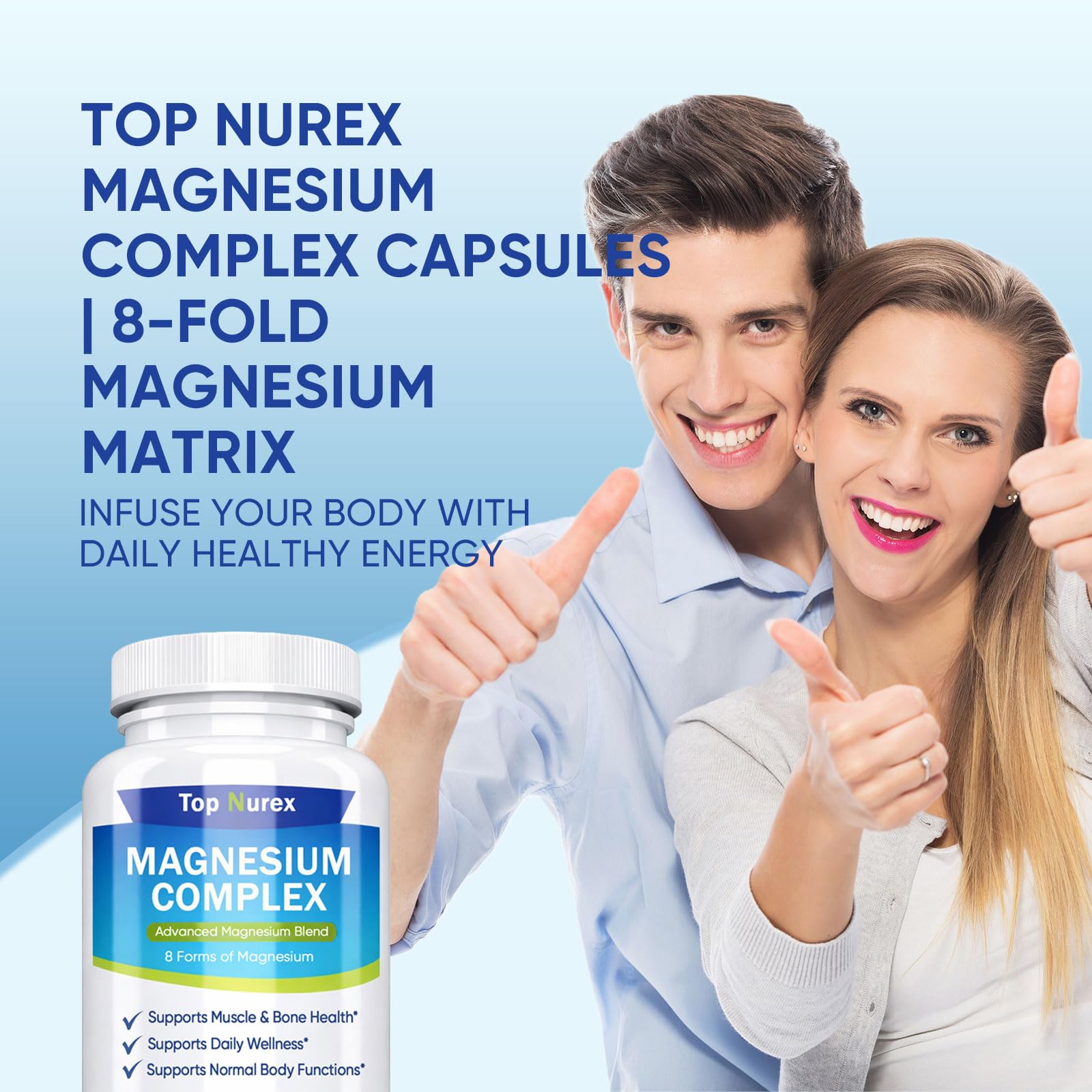 Top Nurex Magnesium Complex 1000 mg, 8-Source Magnesium Blend with Glycinate, Citrate, Malate & Taurate, Vegan Non-GMO Formula, 90 Capsules Kunnozz Au supplements
