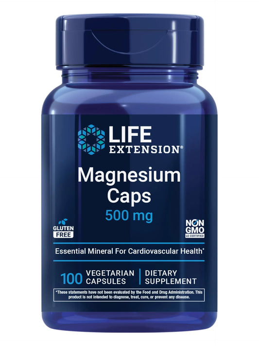 Life Extension Magnesium Caps, 500 mg, Magnesium Oxide, Citrate, and Succinate, Heart Health, Healthy Bones, Metabolism Support, 100 Vegetarian Capsules Life ExtensionAu supplements