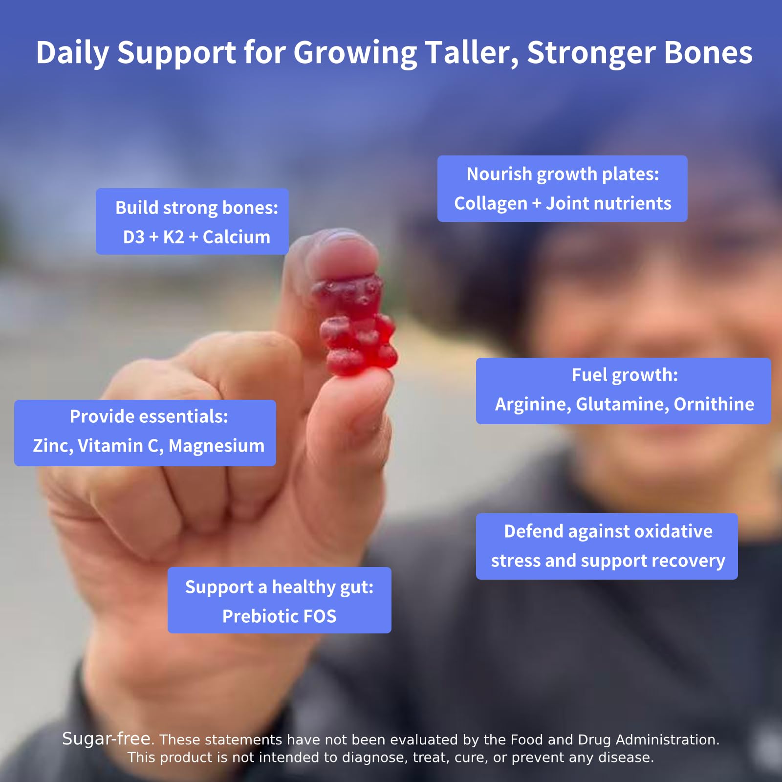 Height Growth Gummies for Kids & Teens – Sugar Free – Calcium, Prebiotic FOS, Magnesium, Vitamin D3, K2, Zinc, Ashwagandha – Bone Strength, Gut Health & Height Support Multivitamin – Strawberry Flavor CheeryLeaf Au supplements