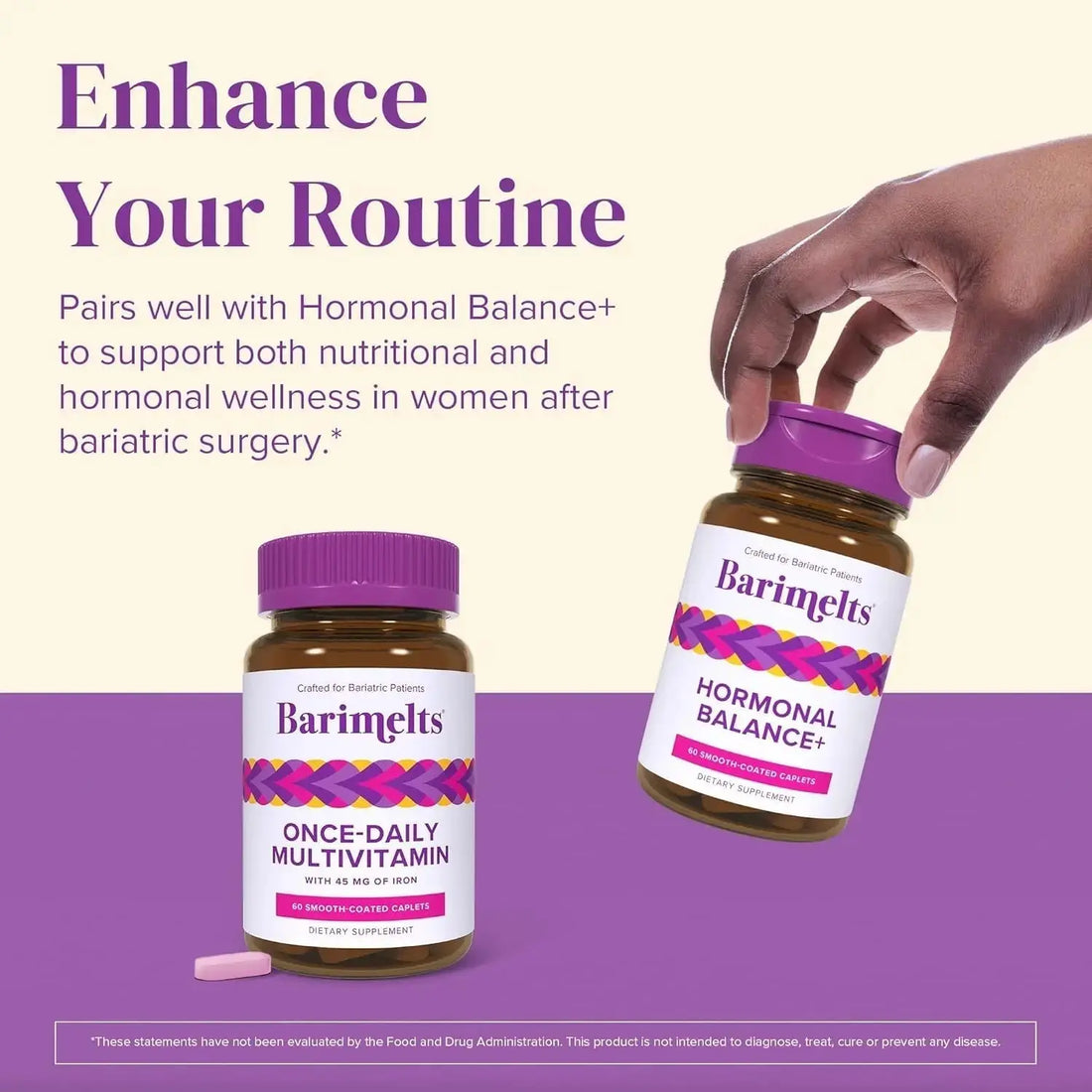 BariMelts Once Daily Bariatric Multivitamin with Iron, 60 Easy-Swallow Caplets (2-Month Supply), Multivitamin for Women, Multimineral Complex BariMelts AU supplements