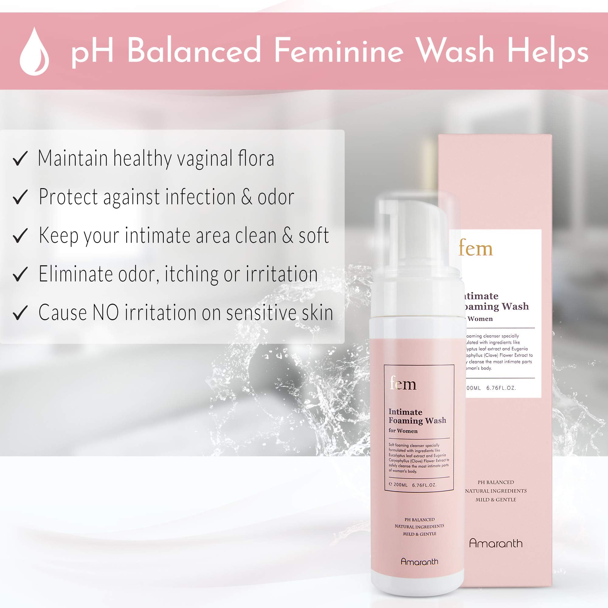 fem pH Balance Intimate Wash for Women, Feminine Wash for Sensitive Skin, Gentle Cleanser Amaranth Au supplements