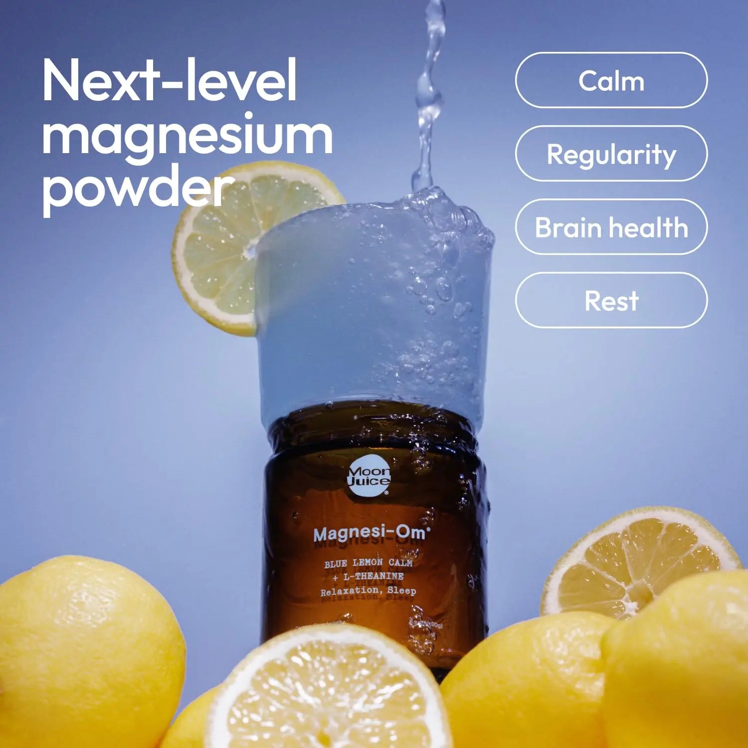 Moon Juice Magnesi-Om Magnesium Powder Supplement - Chelated Magnesium Complex + L-Theanine Blend for Rest, Relaxation & Regularity - Vegan, Non-GMO & No Sugar, Blue Lemon, 4.2 oz, 30 Servings Moon Juice Au supplements