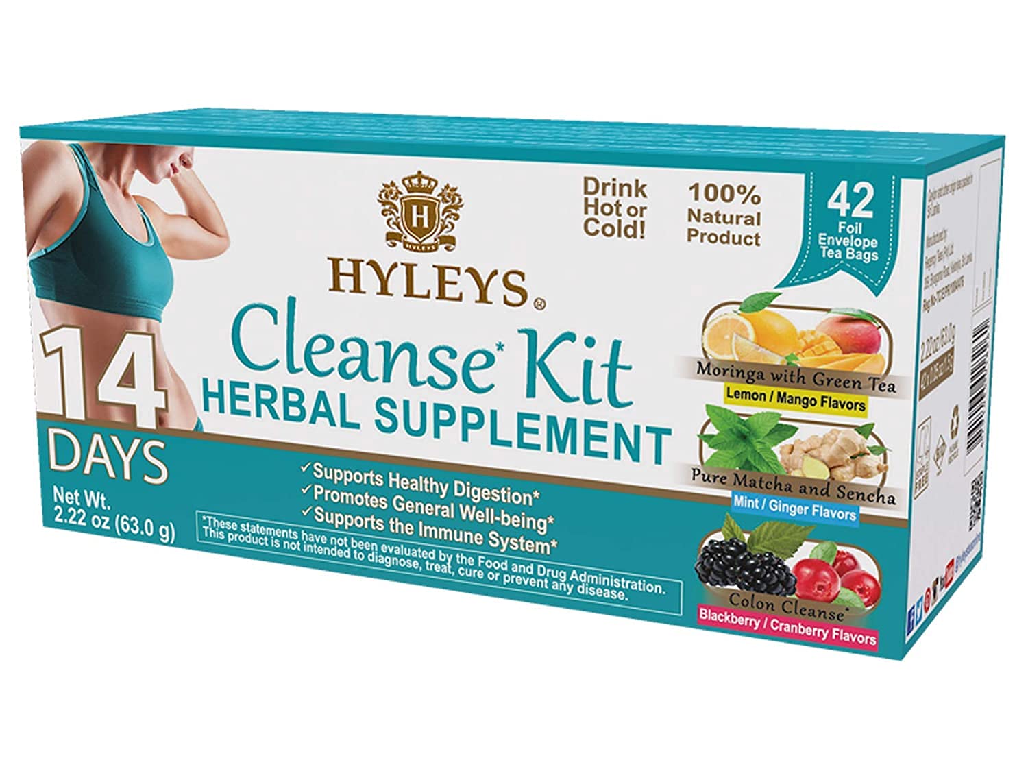 HYLEYS Tea 14 Days Cleanse Kit - 42 Tea Bags (100% Natural, Sugar Free, Gluten Free HYLEYS Au supplements