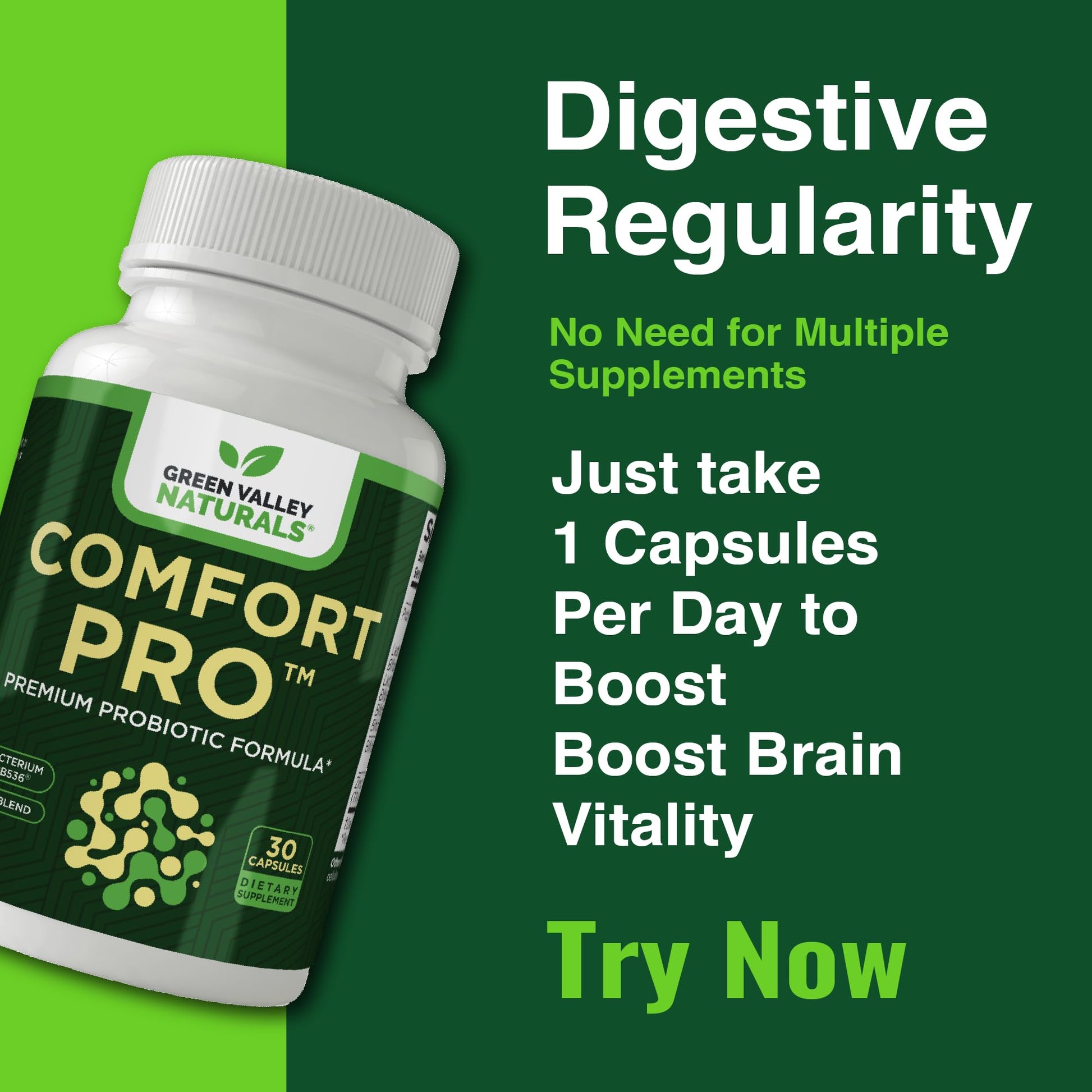 ComfortPro™ Daily Probiotics for Digestive Health | Constipation Relief & Bloating Support for Women & Men | Gut Cleanse with Zinc | Helps Reduce Gas & Promotes Digestive Regularity | Valley Formula GREEN VALLEY NATURALS Au supplements