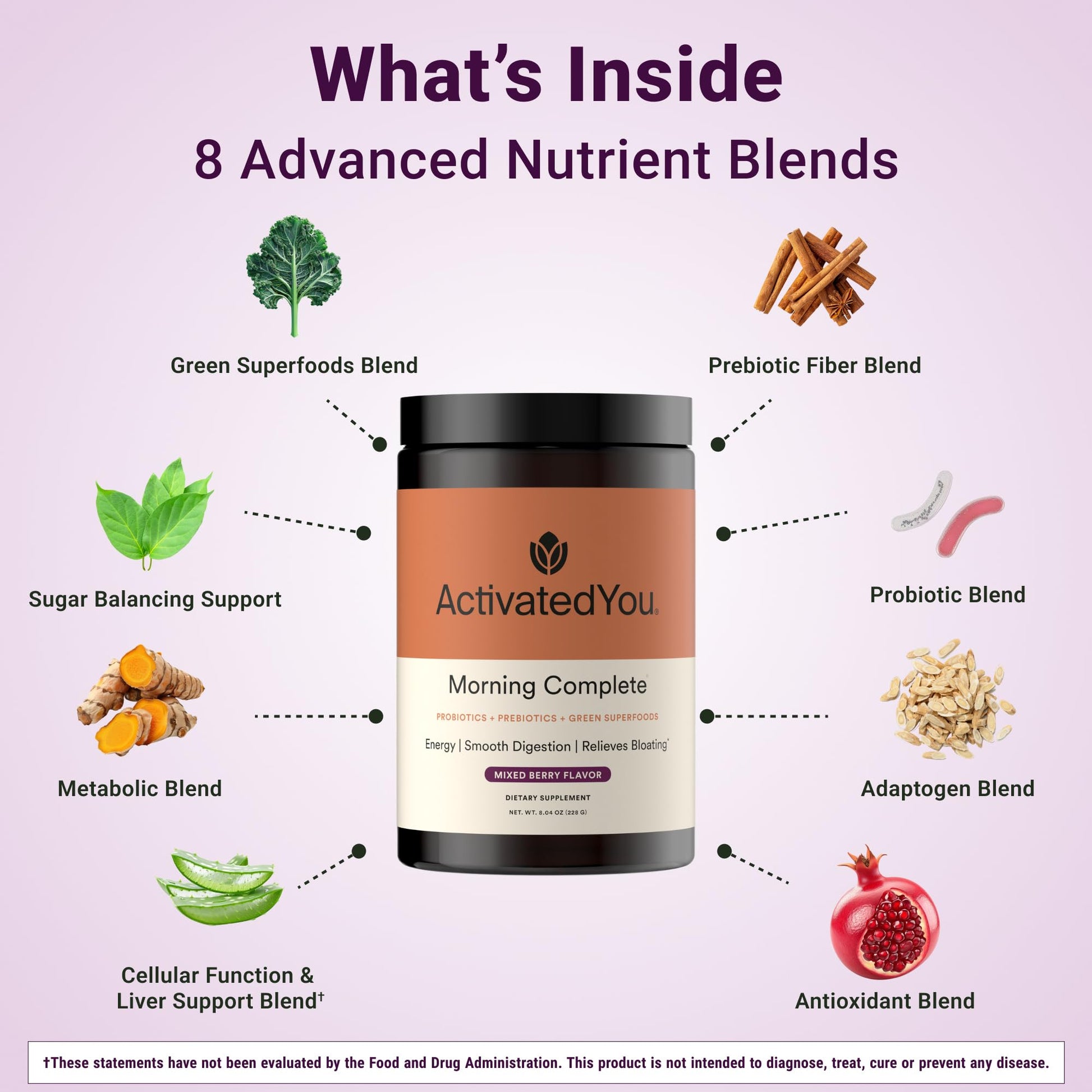 ACTIVATEDYOU Morning Complete Super Greens Powder Drink Mix - Gut Health Boost with Prebiotics, Probiotics, & Antioxidants - 10 Billion CFUs, Mixed Berry Flavor - Greens Superfood Powder - 3 Pack ACTIVATEDYOU Au supplements