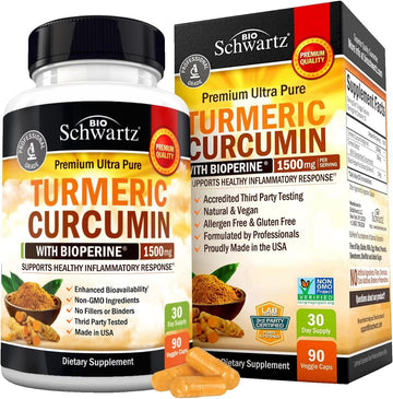Turmeric Curcumin with Black Pepper Extract 1500mg - High Absorption BioSchwartz Au supplements