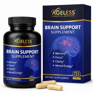 Ageless Brain Supplements for Memory and Focus 1000 MG | Cognitive Improvement | Formulated with Clinically Studied Ingredients | Support Mental Clarity & Neuro Health | Vitamin B6, B12, 60 Capsules Ageless Foundation Laboratories Au supplements