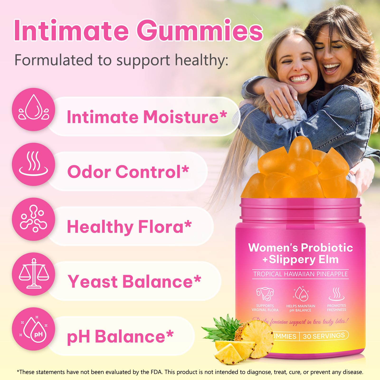 Onznoz Feminine Balance Gummies for Women, Vaginal Probiotics with Prebiotics & Lactobacillus Probiotic Blend, Supports pH Balance & Immune Health, Womens Probiotic Slippery Elm Onznoz Au supplements