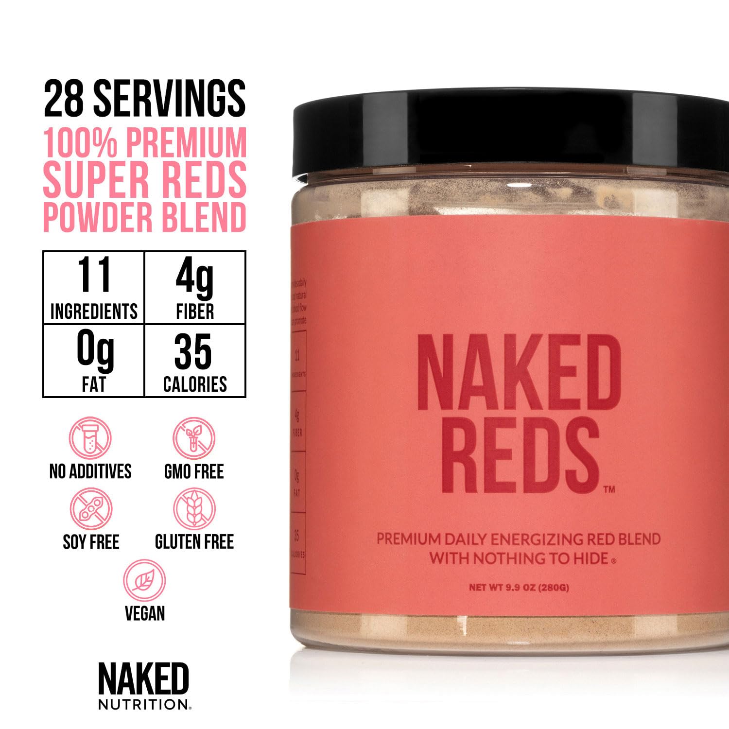 NAKED Reds Superfood Powder - Healthy, Energizing Polyphenol Fruit Powder Mix, No Fillers, No Additives, Vegan, Non-GMO, Gluten Free - 28 Servings NAKED Au supplements