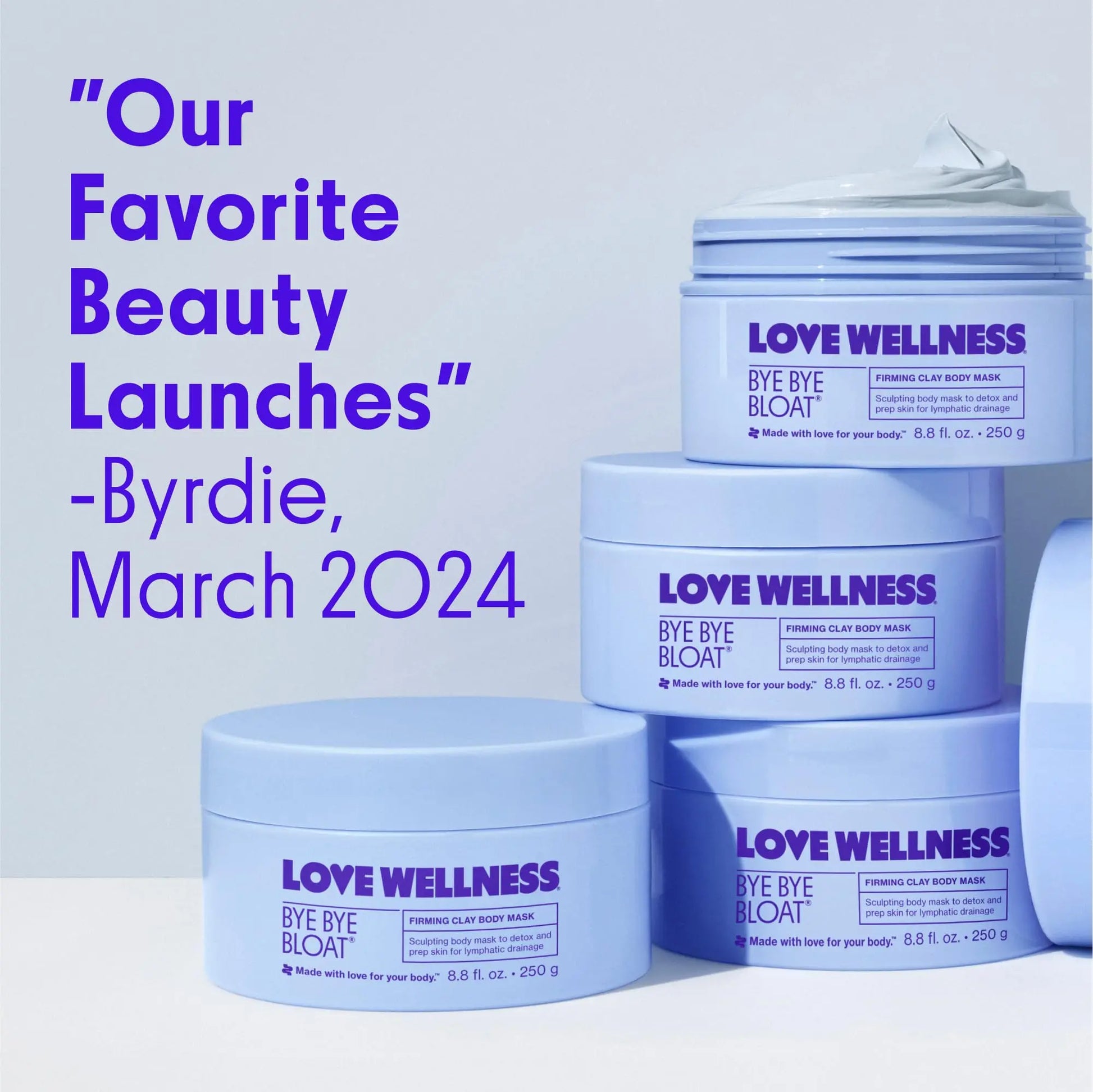 Love Wellness Bye Bye Bloat Firming Clay Body Mask | Lymphatic Drainage Body Mask for Women | Support Bloating Relief, Skin Hydration & Boost Circulation | Caffeine, Grapefruit & Peppermint Oil | 250g Love Wellness Au supplements