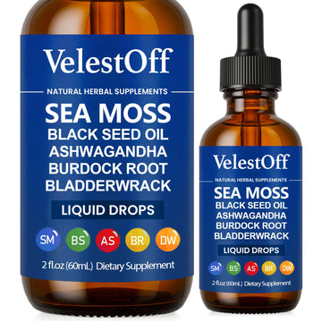 Velestoff Irish Seamoss Thyroid Hormone Regulator, Velestoff Thyroid Support Drops | Sea Moss, Black Seed Oil, Ashwagandha, Burdock Root, Bladderwrack, Hormone Balance & Support - 2 FL.OZ (1 Pcs) Velestoff Au supplements