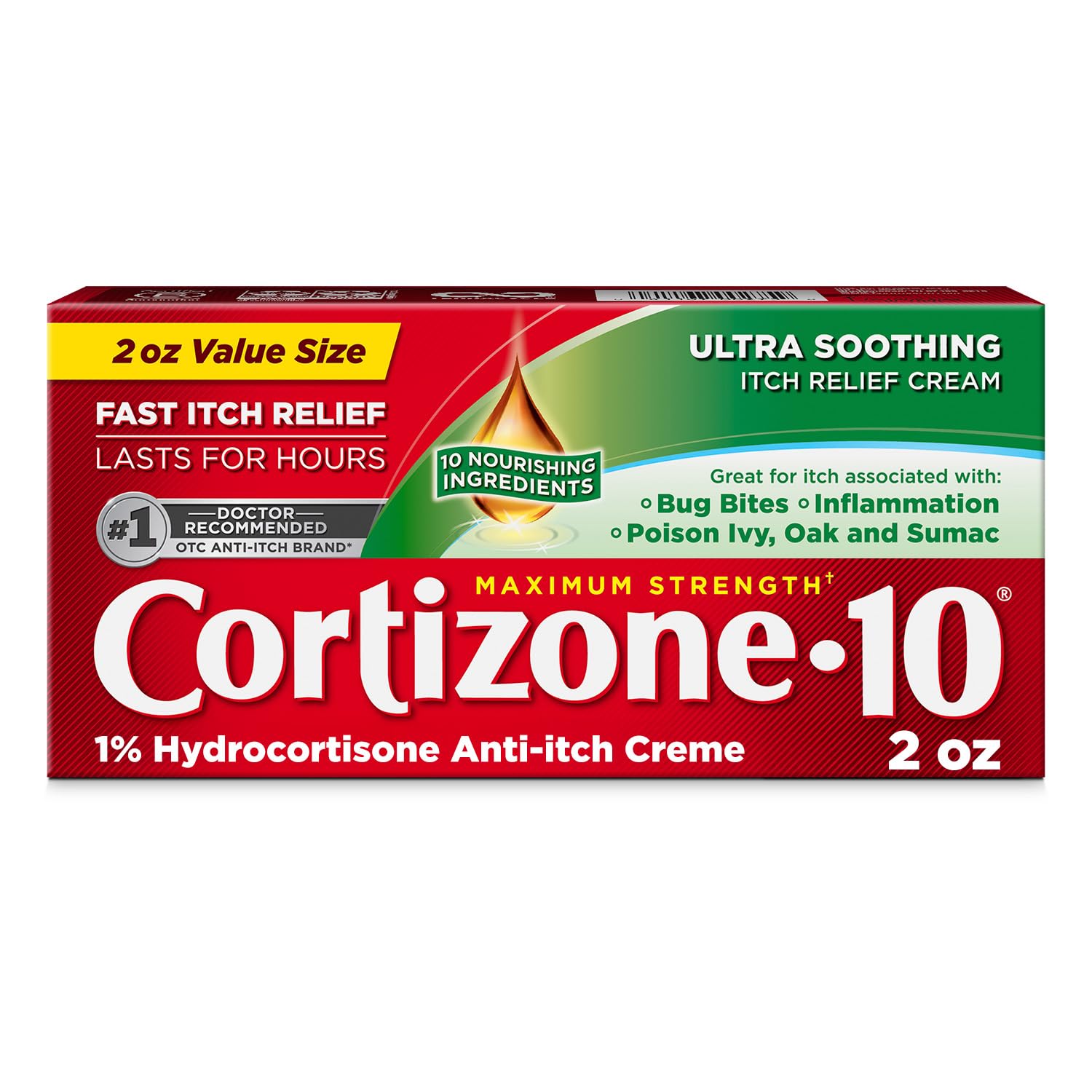 Cortizone-10 Maximum Strength Ultra Soothing Itch Relief Cream, 1% Hydrocortisone, Fast-Acting, Anti-Itch Cream for Bug Bites, Rash, Eczema, Psoriasis, Poison Ivy, Oak, Sumac & More, 2 oz Cortizone 10 Au supplements