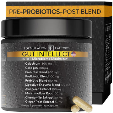 Formulation Factory Probiotics for Women & Men - Gut Intellect 10-in-1 Digestive Enzymes with Prebiotics and Postbiotics - Total Gut Health Supplement - 120 Capsules, 2 Month Supply Formulation Factory Au supplements